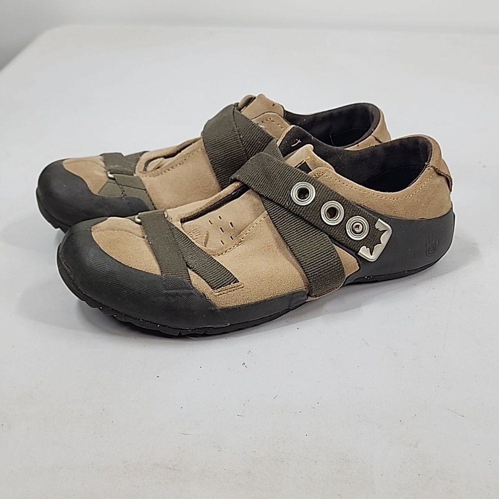 TEVA Ryley 6054 Cross Strap Hiking Trail Brown Suede Shoes Snap Slip On 8